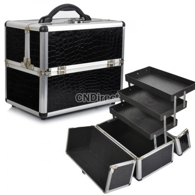 Professional Aluminium Makeup Cosmetic Box Vanity Case สีดำ