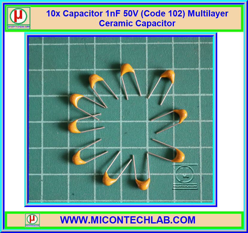10x เซรามิคคาปาซิเตอร์ 1 nF 50V Code 102