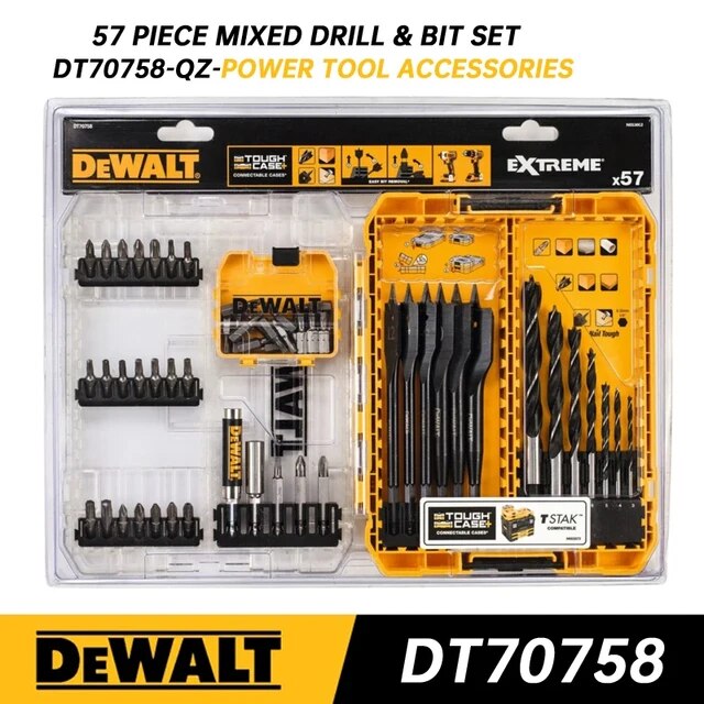 DEWALT รุ่น DT70758-QZ ชุดดอกสว่านและดอกไขควง 57 ชิ้น