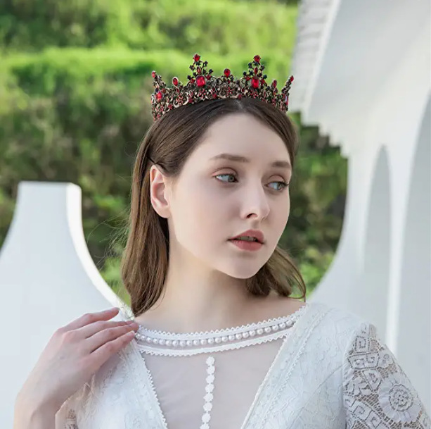 (พร้อมส่ง) มงกุฏ 066 สีแดง มงกุฎนางงาม มงกุฎเจ้าชาย มงกุฎสไตล์วินเทจ งานสวย QCเพชรทุกเม็ดไมมีหลุด