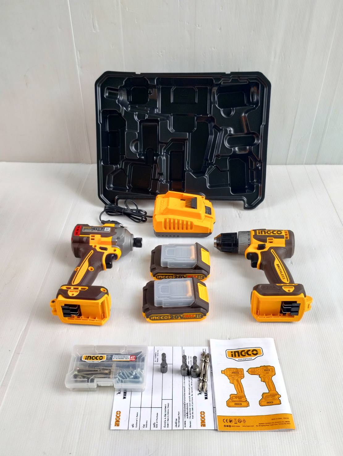 INGCO Combo Set สว่านไร้สาย+ไขควงกระแทก 285 N.m.CKLI20272