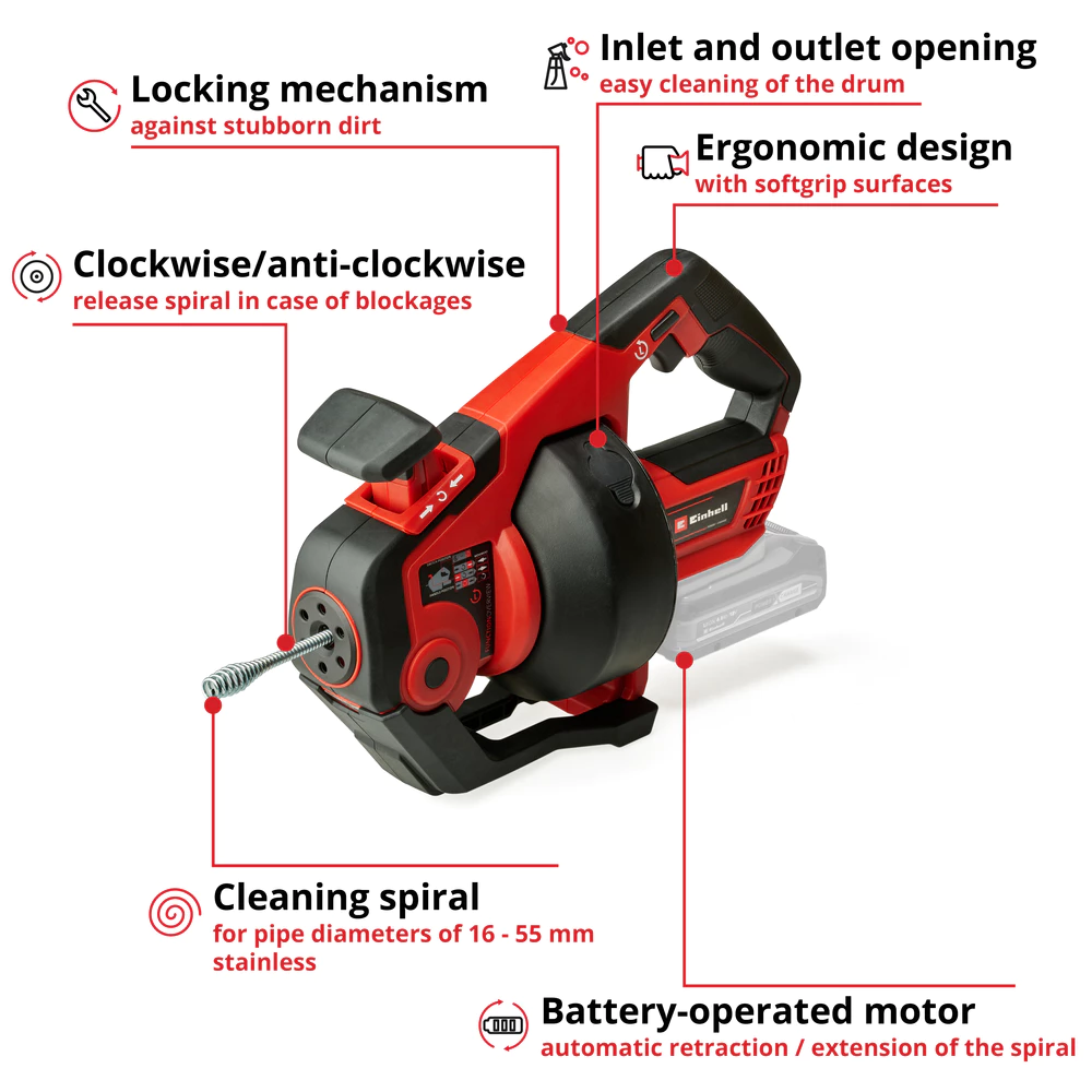 EINHELL เครื่องทะลวงท่อไร้สาย TE-DA 18/760 Li {สินค้าไม่รวมแบตเตอรี่/เครื่องชาร์จ} (A4514161)