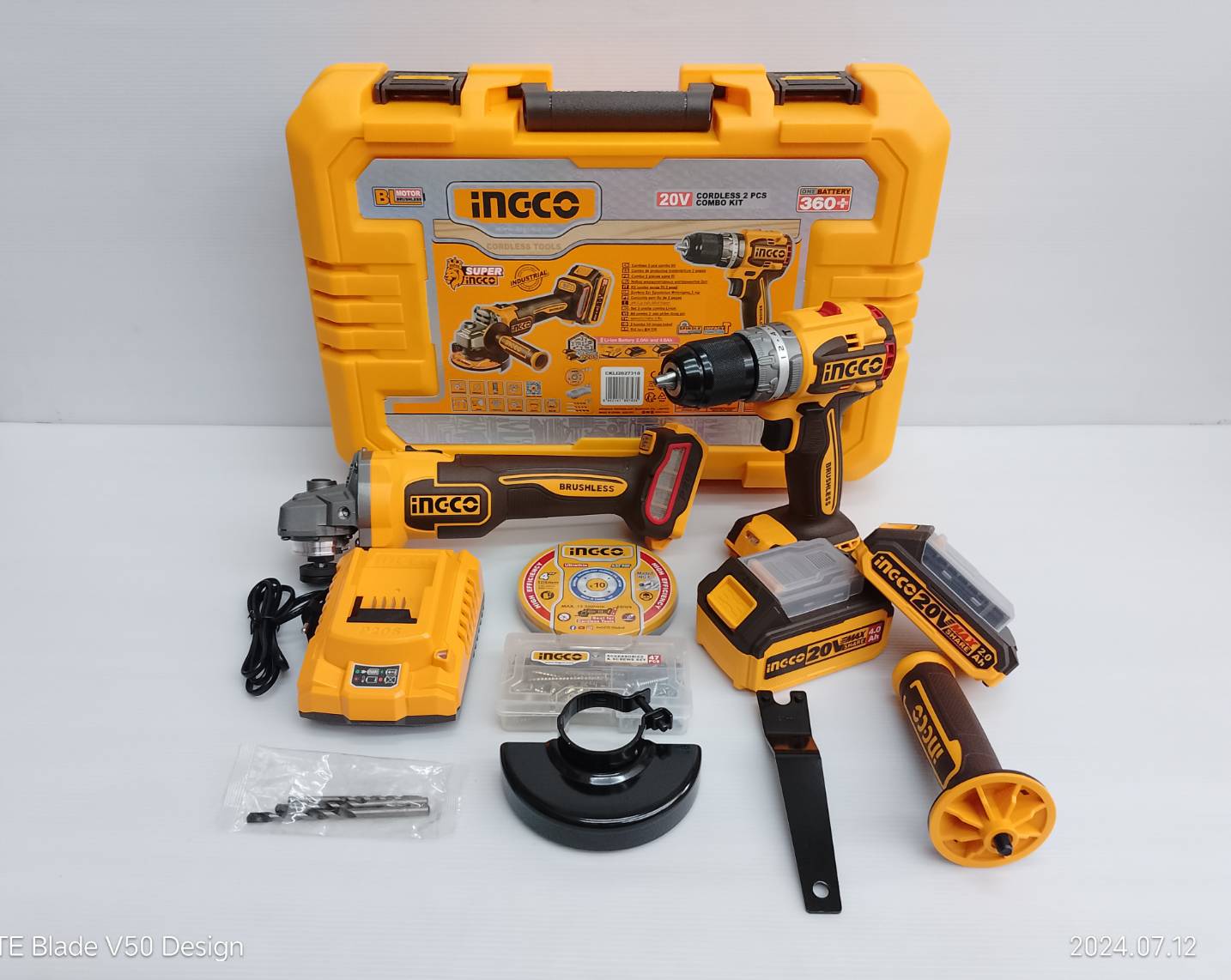 ชุดสว่านกระแทกไร้สาย+เครื่องเจียรแบตเตอรี่ 4นิ้ว รุ่น CKLI2027310 INGCO