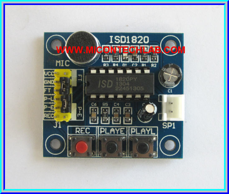 1x ISD1820 โมดูลบันทึกและเล่นเสียง พร้อมไมค์ ลำโพง Sound Recorder