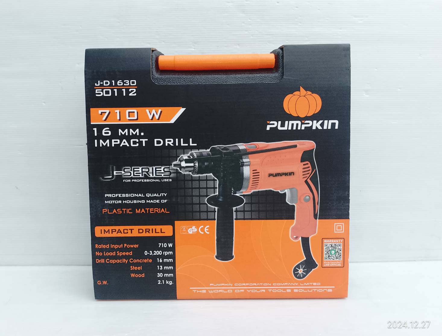 J-Series สว่านไฟฟ้ากระแทก 16 mm.J-D1630 กล่องพลาสติก 50112/J-D1630