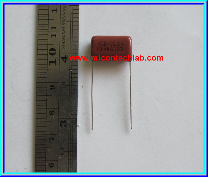 1x Capacitor 0.1uF 630V Metalized Polyester Film Capacitor 104 / 630V
