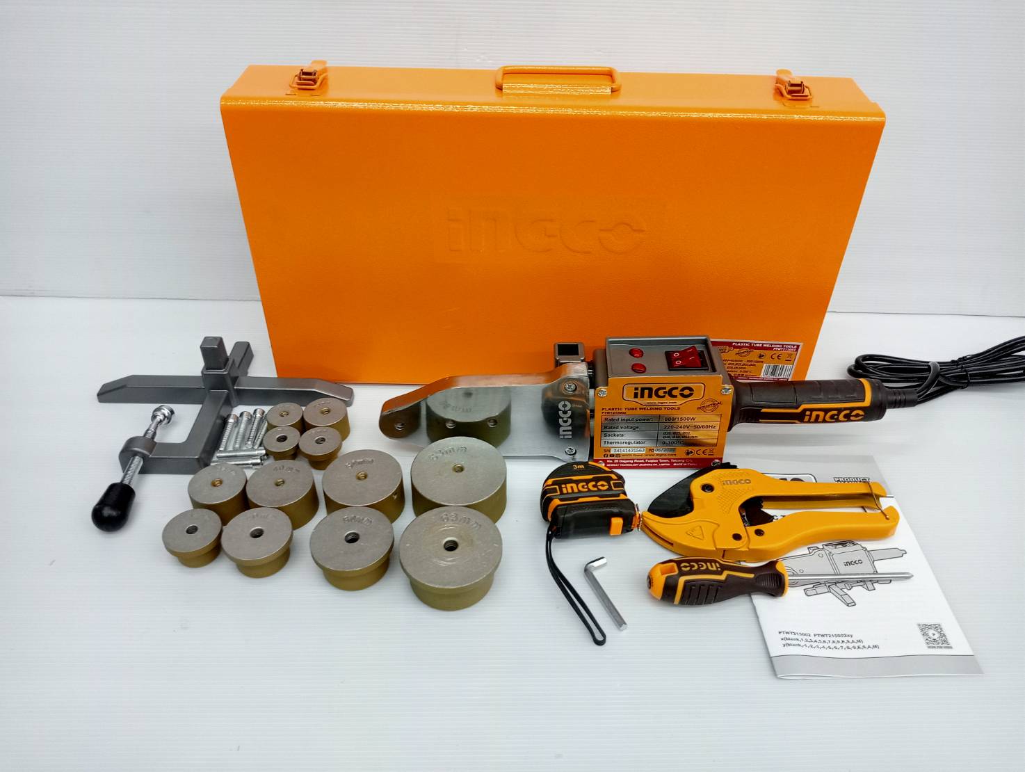 INGCO เครื่องเชื่อมท่อ 20-63 มม. กำลังไฟ 800 วัตต์/1500วัตต์ สำหรับท่อชนิด PP-R,PE รุ่น PTWT215002