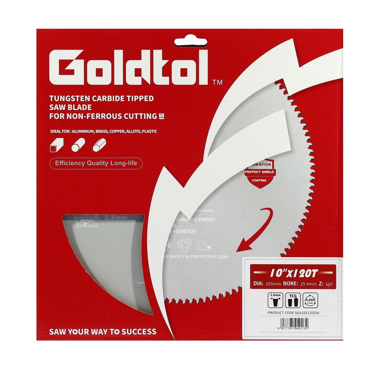 Goldtol ใบเลื่อยตัดอลูมิเนียม ฟันTCT 10"x120T