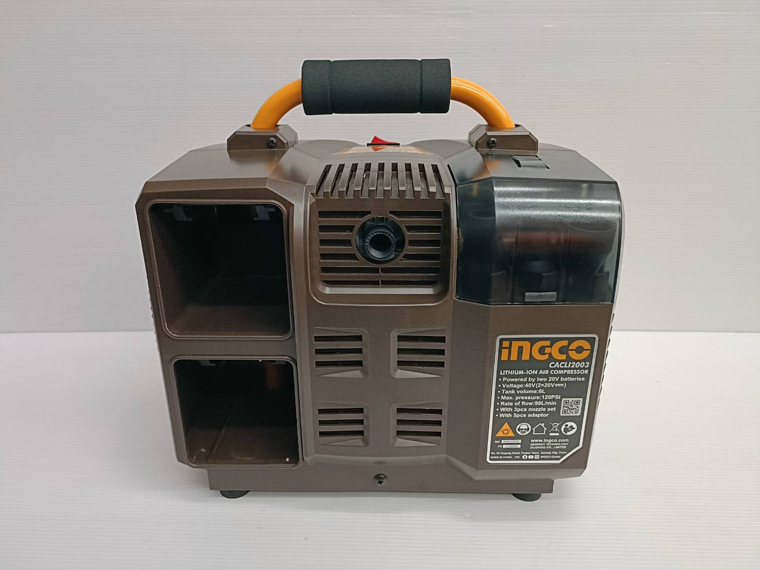 INGCO ปั๊มลมไร้สาย 40V ขนาดถัง6 ลิตร รุ่น CACLI2003 (ตัวเปล่า)