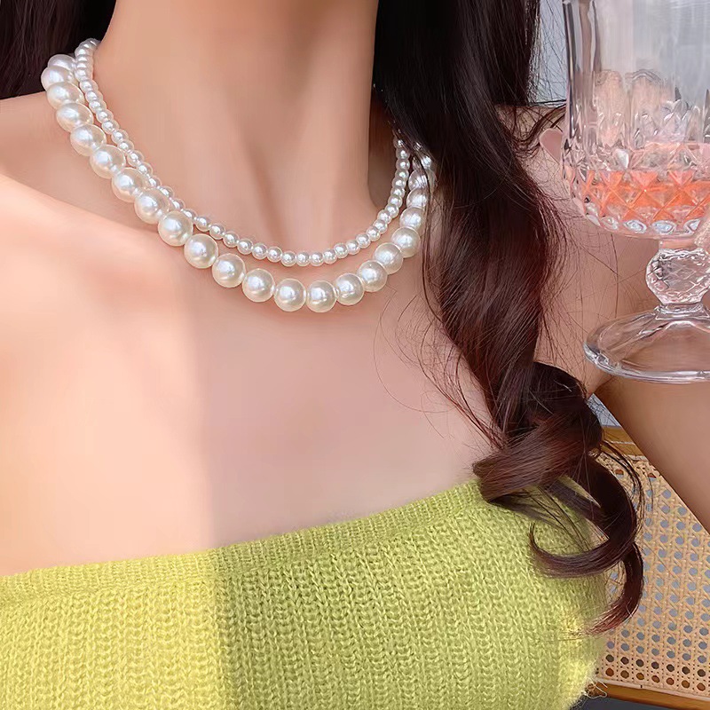 (พร้อมส่ง) สร้อยคอไข่มุก 2 ชั้น สวยหรู ส่งด่วนจาก จ.อุบลราชธานี