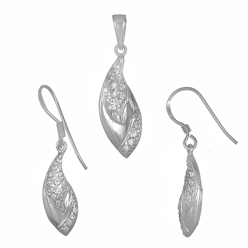 ต่างหูพร้อมจี้ ( เงิน ) = Earring with Pendant ( Silver )