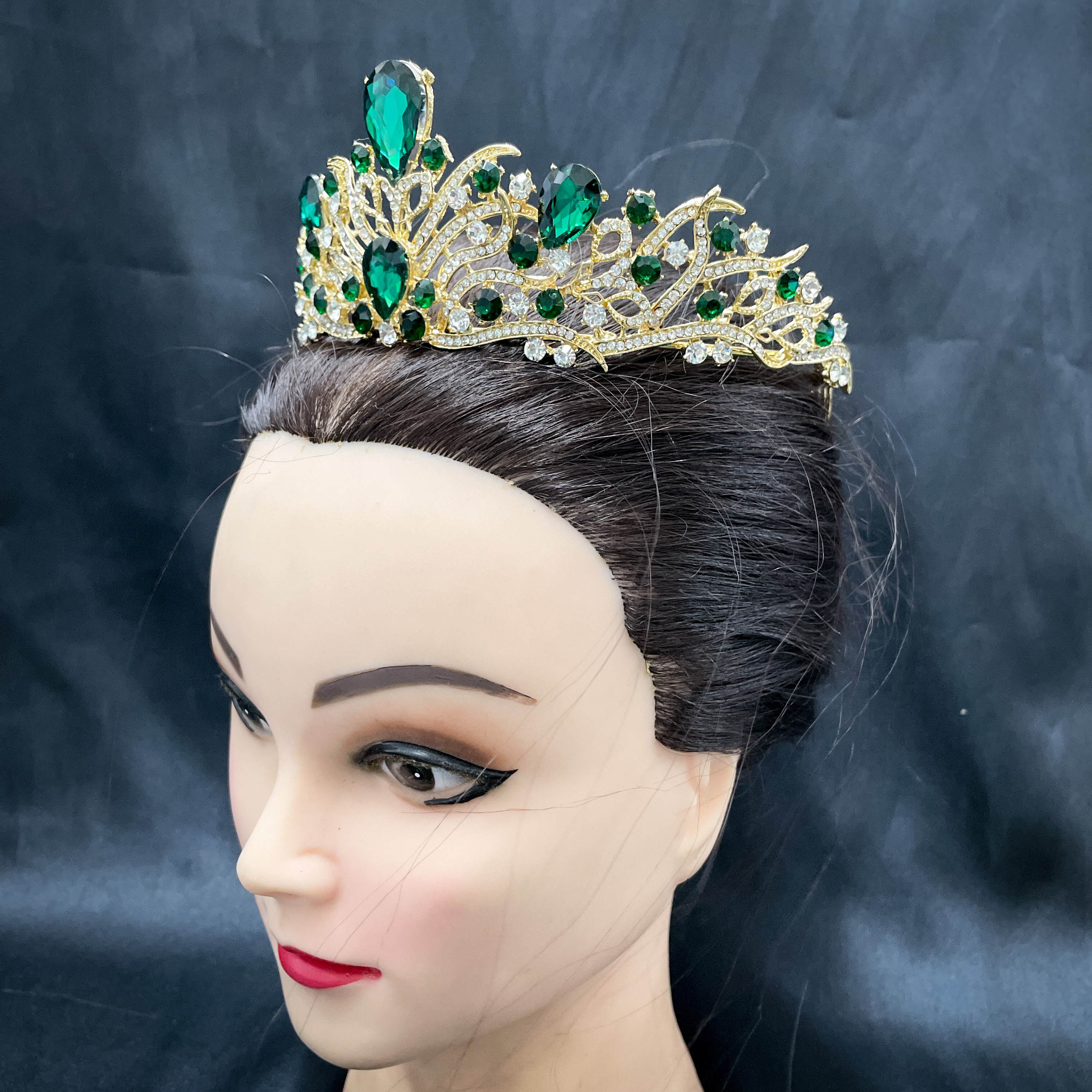 (พร้อมส่ง) เทียร่า 341 สีเขียว งานสวย ปราณีต QCเพชรทุกเม็ด สินค้าพร้อมส่งจากไทย