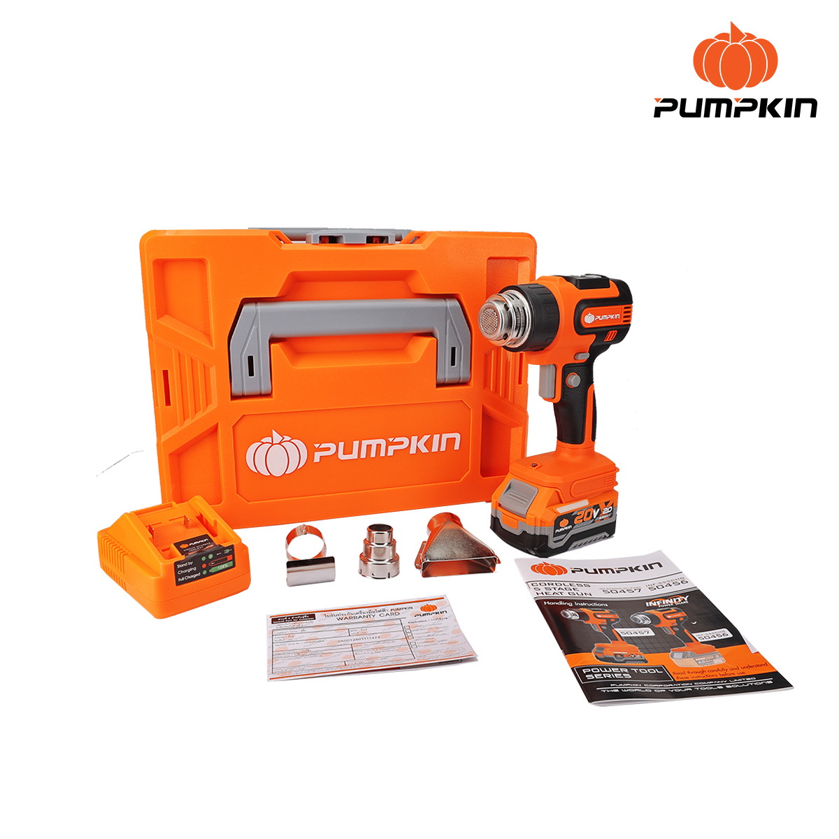 PUMPKIN เครื่องเป่าลมร้อนไร้สาย 20V ปรับได้ 5ระดับ รุ่น INF-555CHG-401K-X20 / 50457