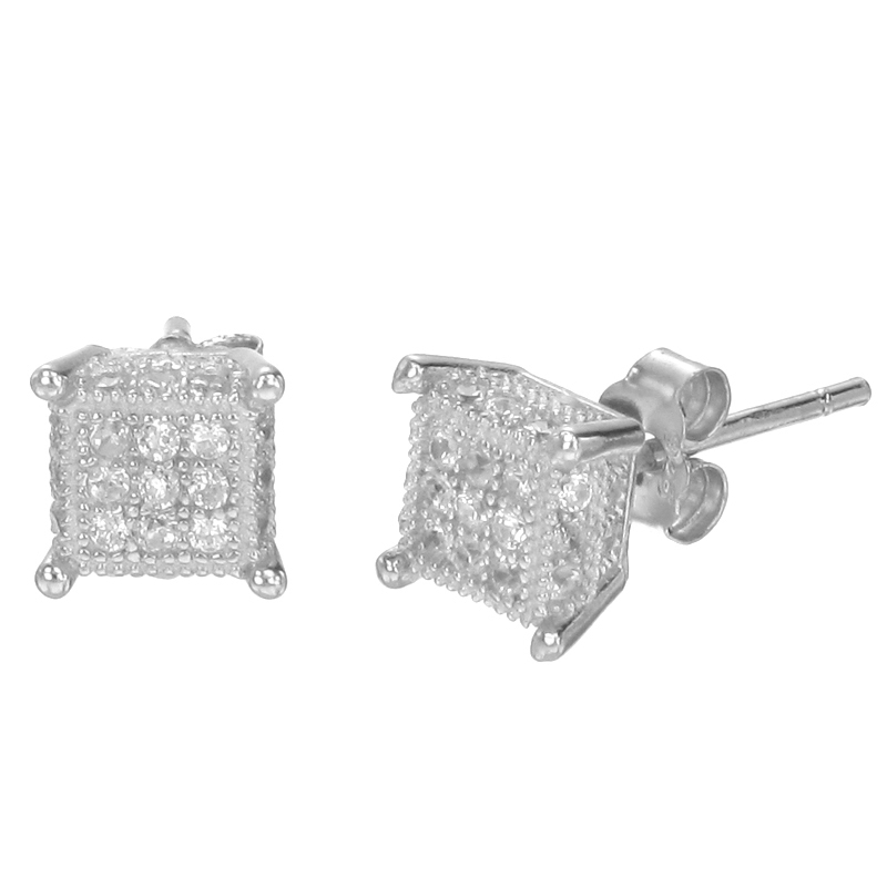 ต่างหูเงินแท้925ประดับเพรชแท้สวิส