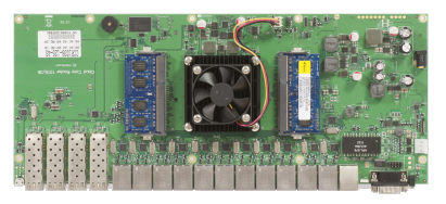 CCR1036-12G-4S-EM 16G 12x Gigabit Ethernet, 4xSFP cages, LCD 36 cores x 1.2GHz CPU, 16GB RAM, 24 mpps fastpath, Up to 16Gbit/s throughput, RouterOS L6 1U rackmount,