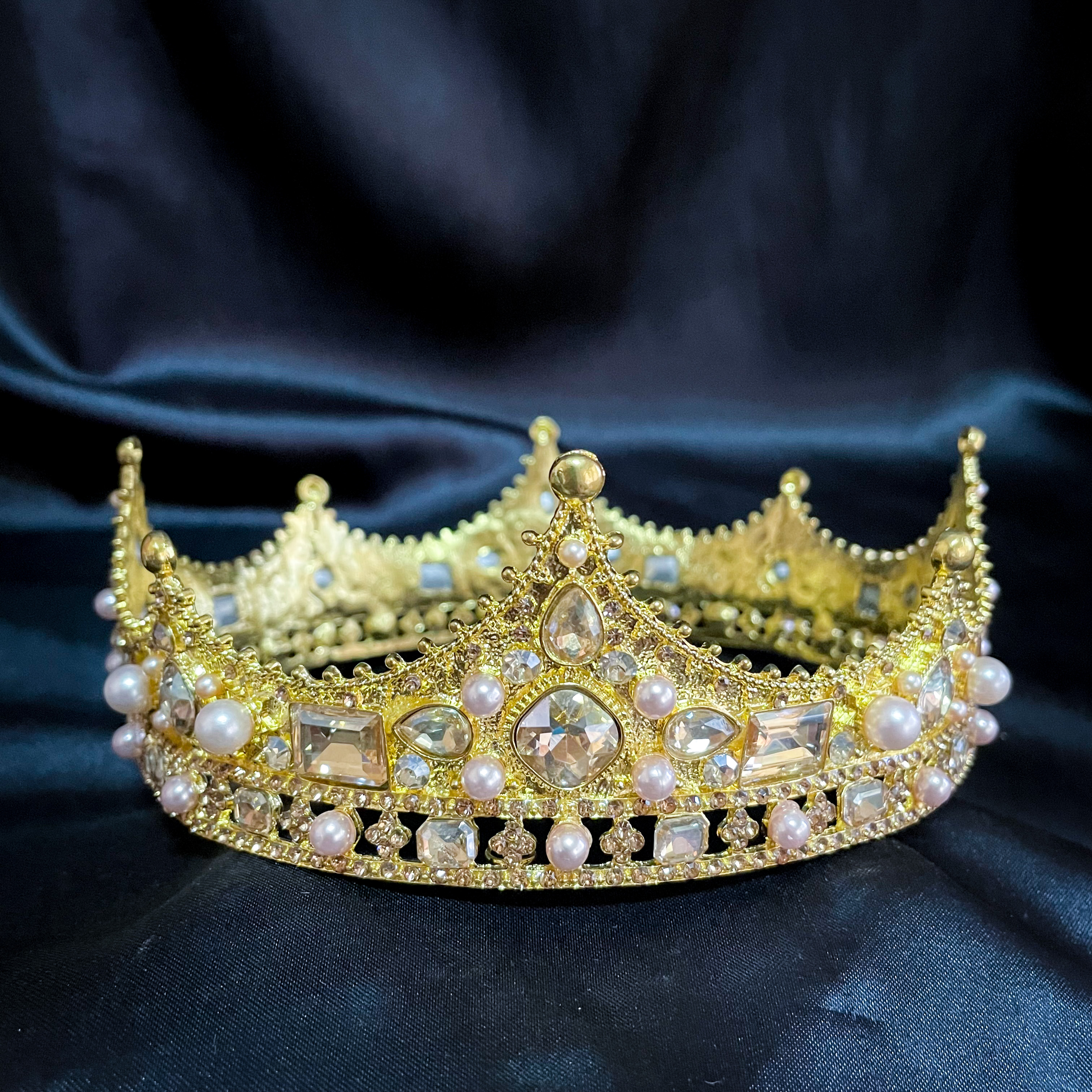 (พร้อมส่ง) มงกุฏผู้ชาย 035 สีทองเหลืองมงกุฎผู้ชาย มงกุฎเจ้าชาย งานสวย ปราณีต QCเพชรทุกเม็ด