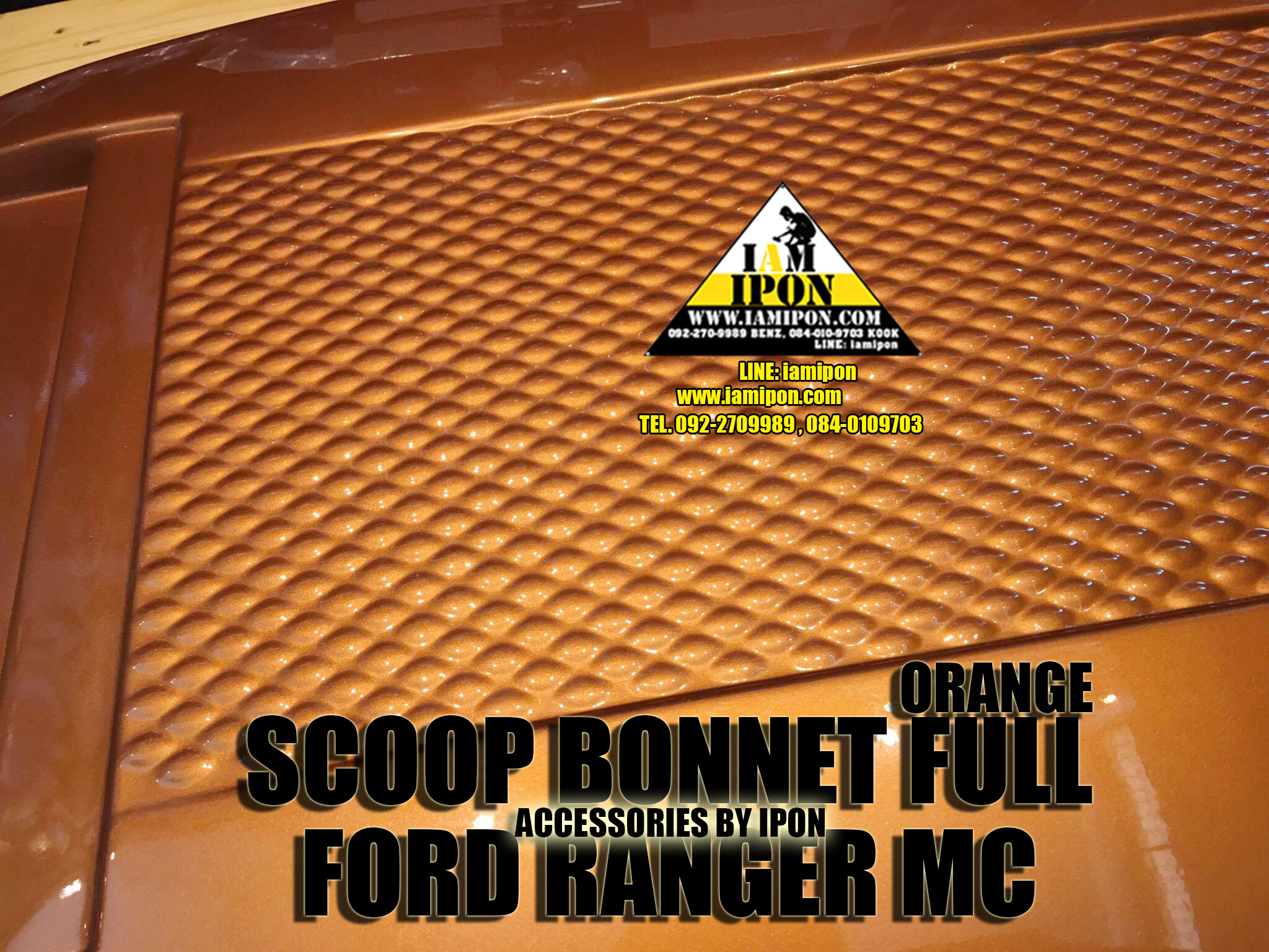 SCOOP BONNET FULL FORD RANGER MC 2015 ORANGE สกู๊ปหลอกสีส้มแบบเต็มฟอร์ดเอ็มซี 2015