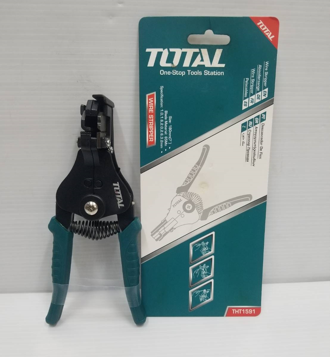 TOTAL คีมปอกสายไฟ THT1591 แบบสปริง ขนาด 7นิ้ว Wire Stripper คีม ช่างไฟ อุปกรณ์ช่าง