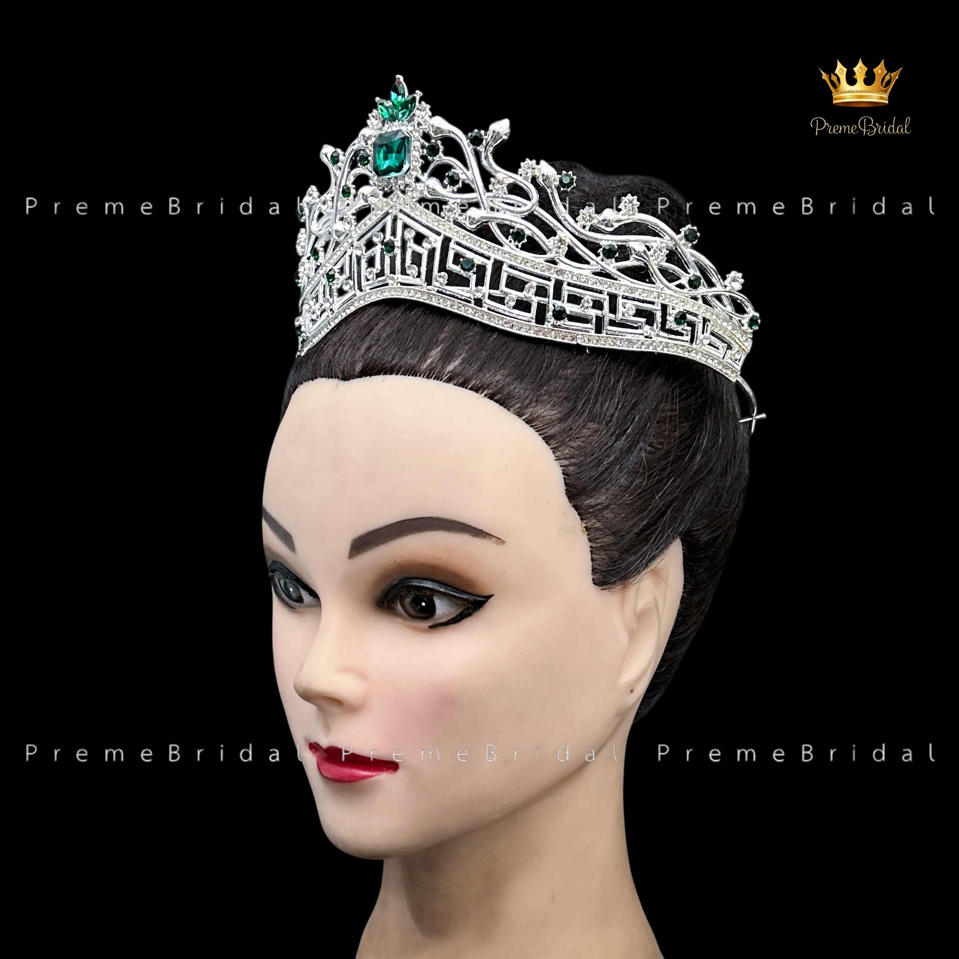 (พร้อมส่ง) เทียร่า 453 สีเขียว มงกุฎครึ่งหัว งานสวย ปราณีต QCเพชรทุกเม็ด สินค้าพร้อมส่งจากไทย ไม่ต้องรอจีน