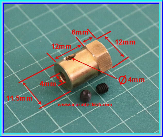 1x ข้อต่อแกนเพลาทองเหลือง ขนาด 4 มม (Brass Motor Shaft Coupling Coupler 4 mm)