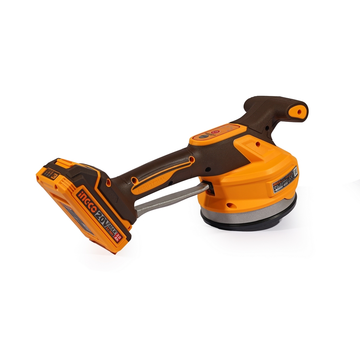 INGCO เครื่องดูดสั่นกระเบื้องไร้สาย 20 โวลต์ รุ่น CTVLI20018 แรงดูดกระเบื้องสูง 60 กก. รวมแบตเตอรี่และแท่นชาร์จ