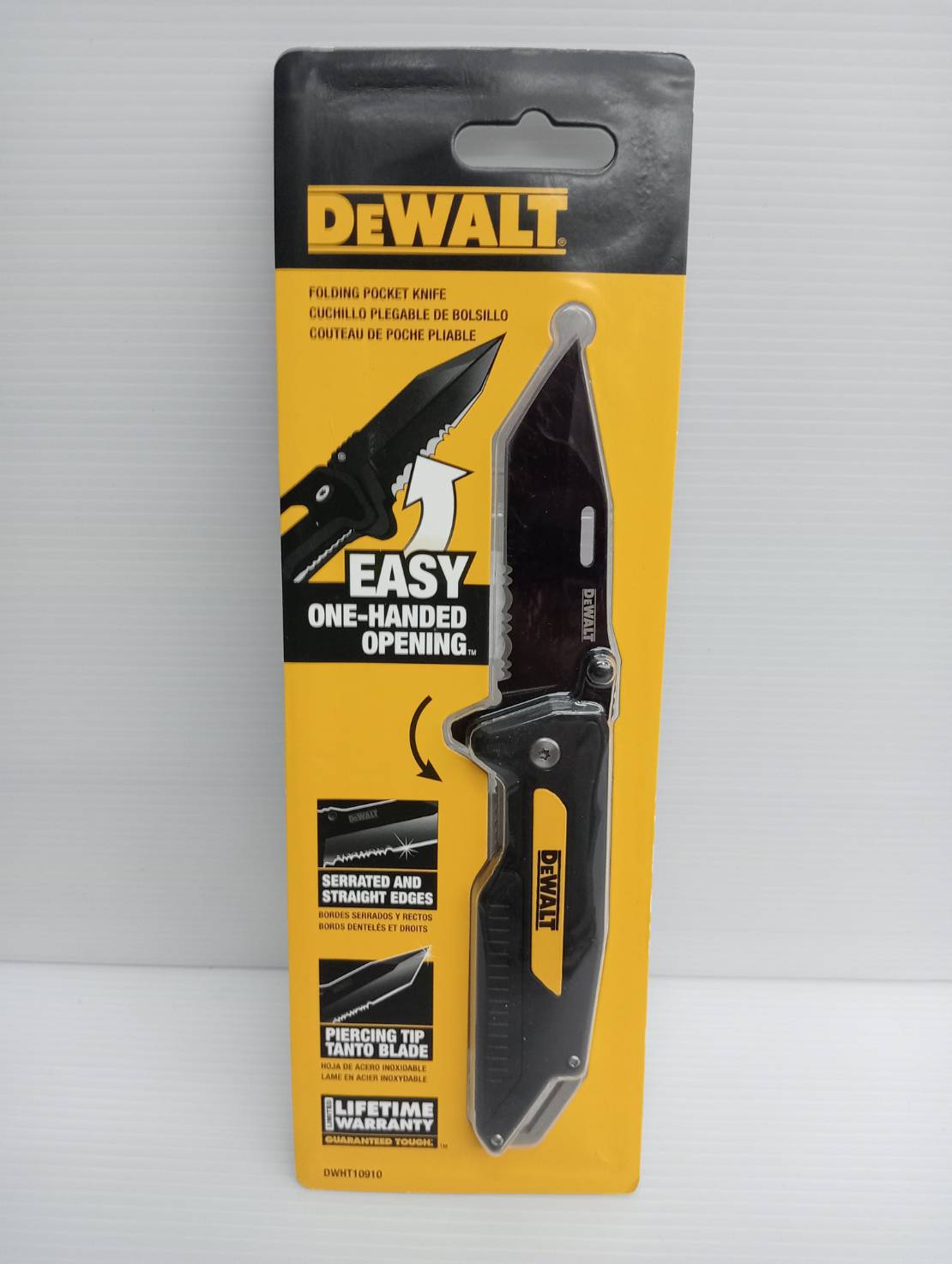 DEWALT มีดพับ easy open สีดำ รุ่น DWHT10910