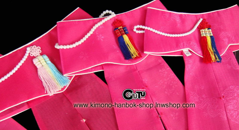 หมวกเกาหลีรุ่นพู่ประดับ สีชมพูเข้ม