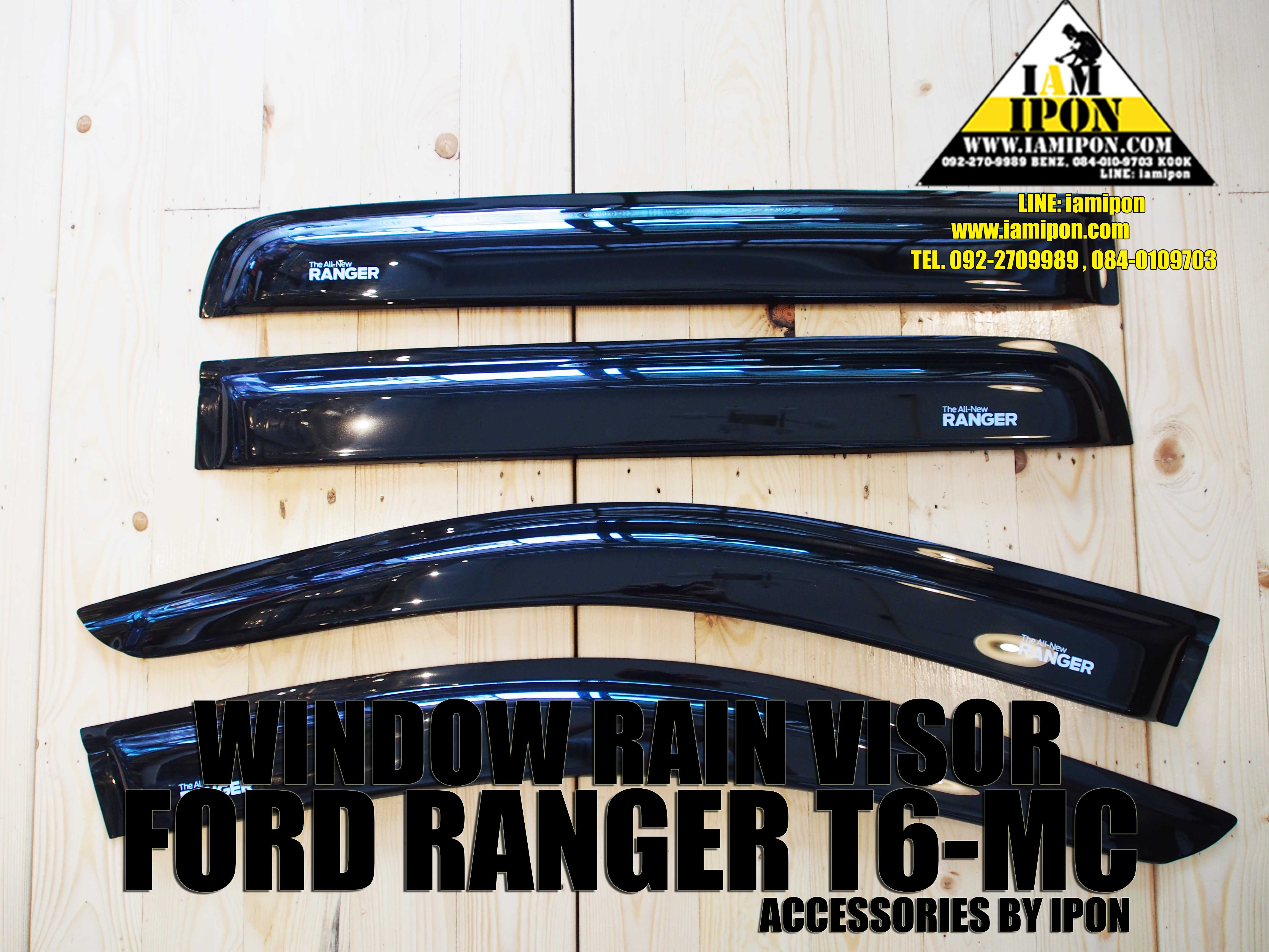 WINDOW RAIN VISOR FORD RANGER T6-MC BLACK กันสาดดำฟอร์ดเรนเจอร์ T6-MC