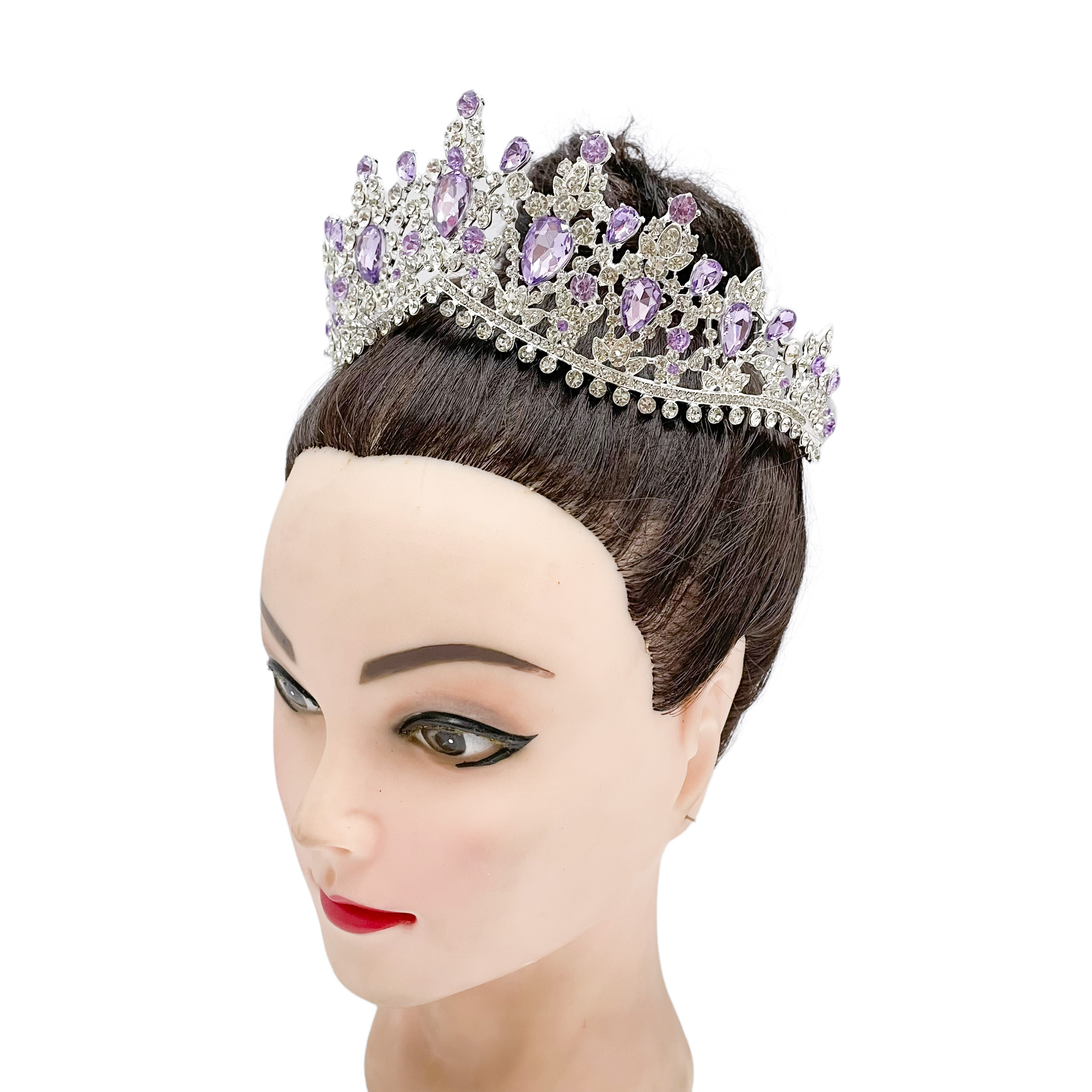 (พร้อมส่ง) เทียร่า 332 สีม่วง มงกุฎนางงาม งานสวย ปราณีต QCเพชรทุกเม็ด สินค้าพร้อมส่งจากไทย