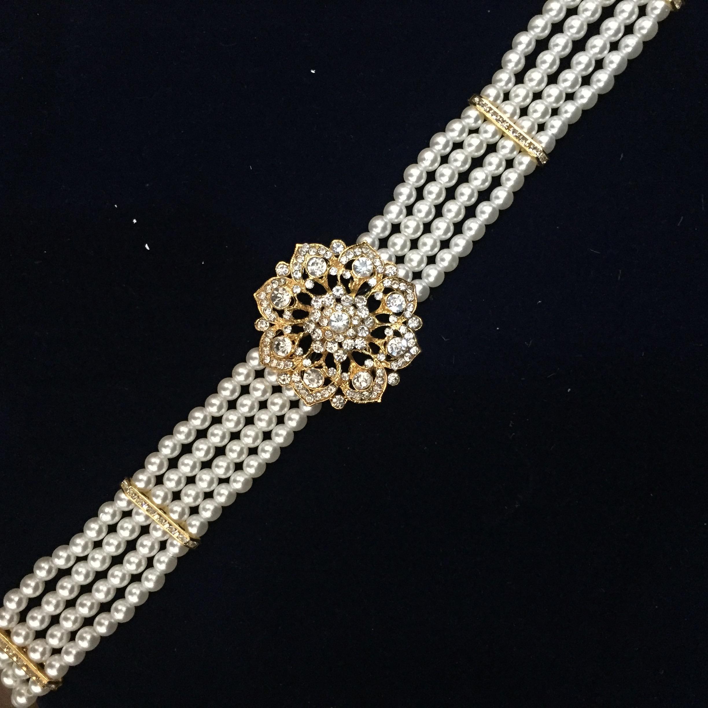 (พร้อมส่ง) เข็มขัดมุก017