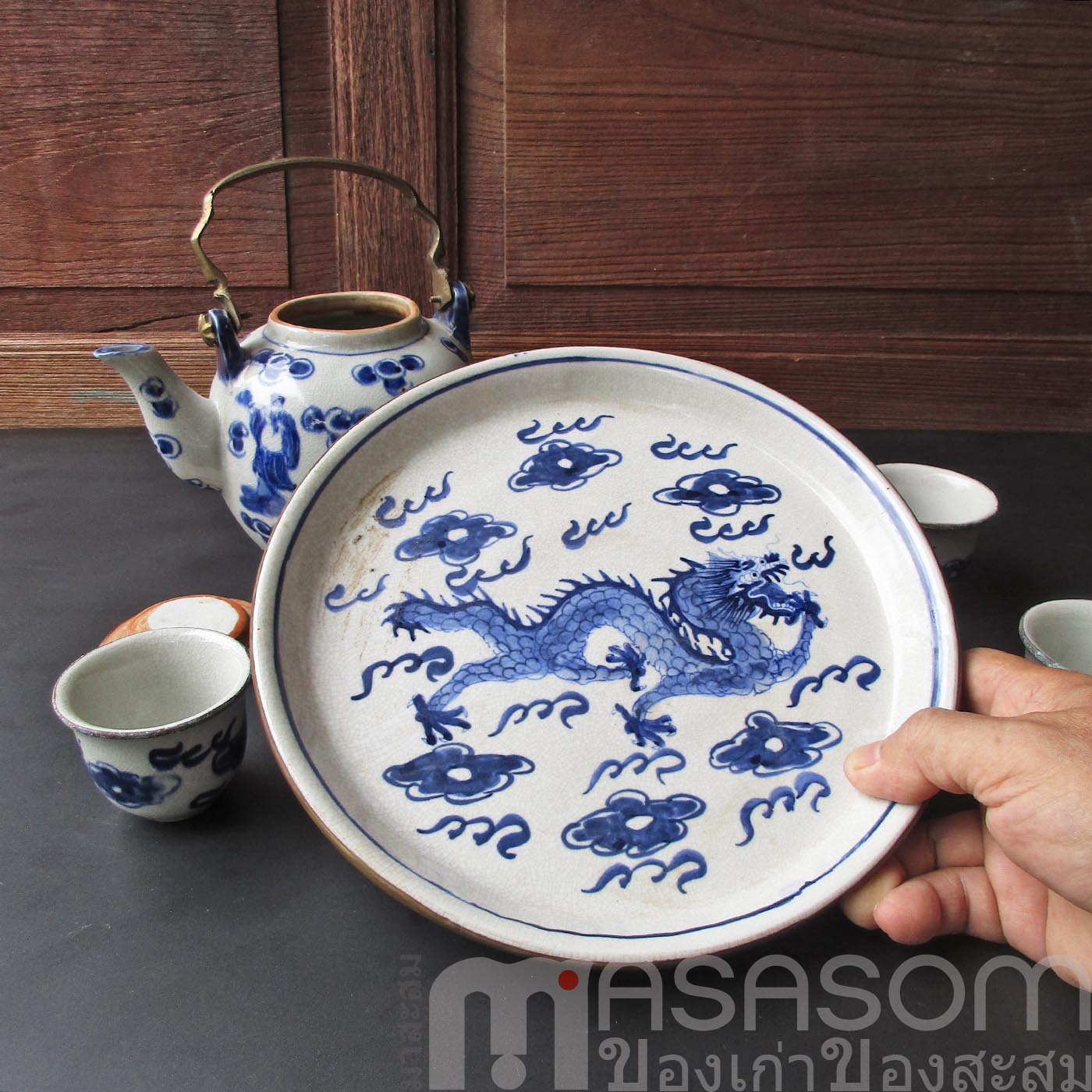 ชุดน้ำชาลายครามจีนของเก่า