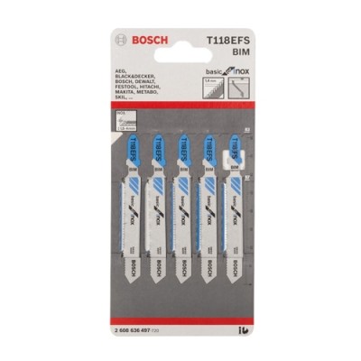 2608636420 BOSCH T118EFS ใบเลื่อยจิ๊กซอว์ตัดสแตนเลส (5 ใบ/แพค)