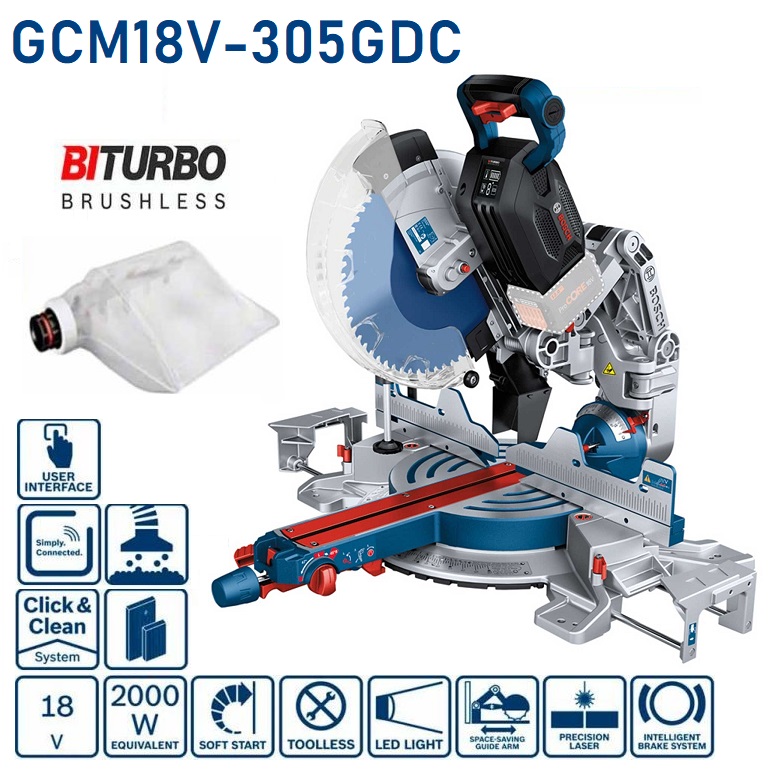 แท่นตัดองศา12" GCM18V-305GDC BOSCH SOLO