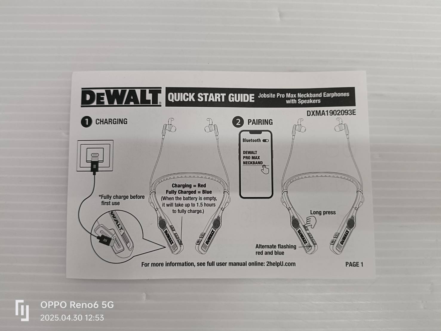 DEWALT DXMA1902093E หูฟังบลูทูธแบบคล้องคอ 2-in-1
