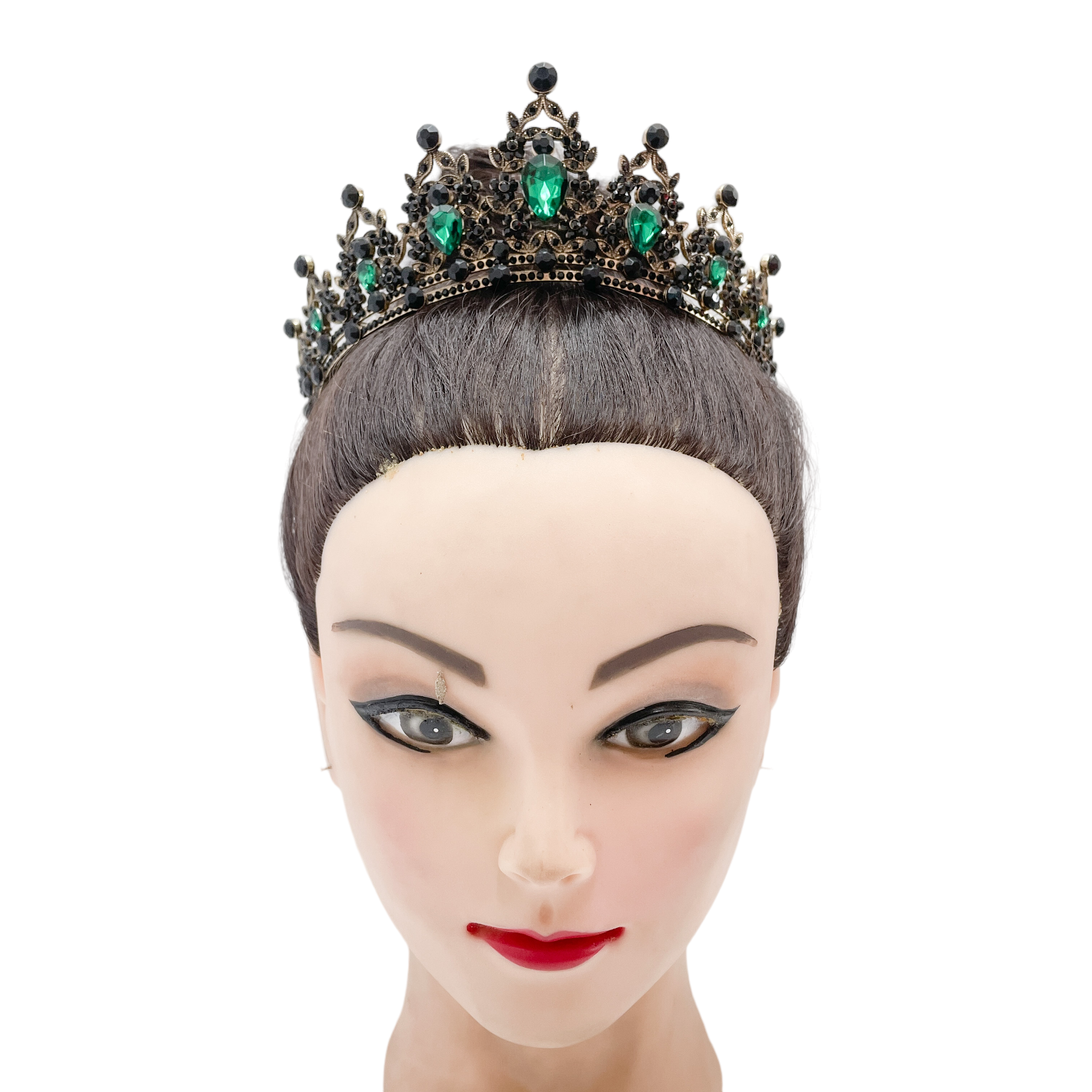 (พร้อมส่ง) มงกุฎสีดำ 146 สีดำ-เขียว งานสวย ปราณีต QCเพชรทุกเม็ด สินค้าพร้อมส่งจากไทย