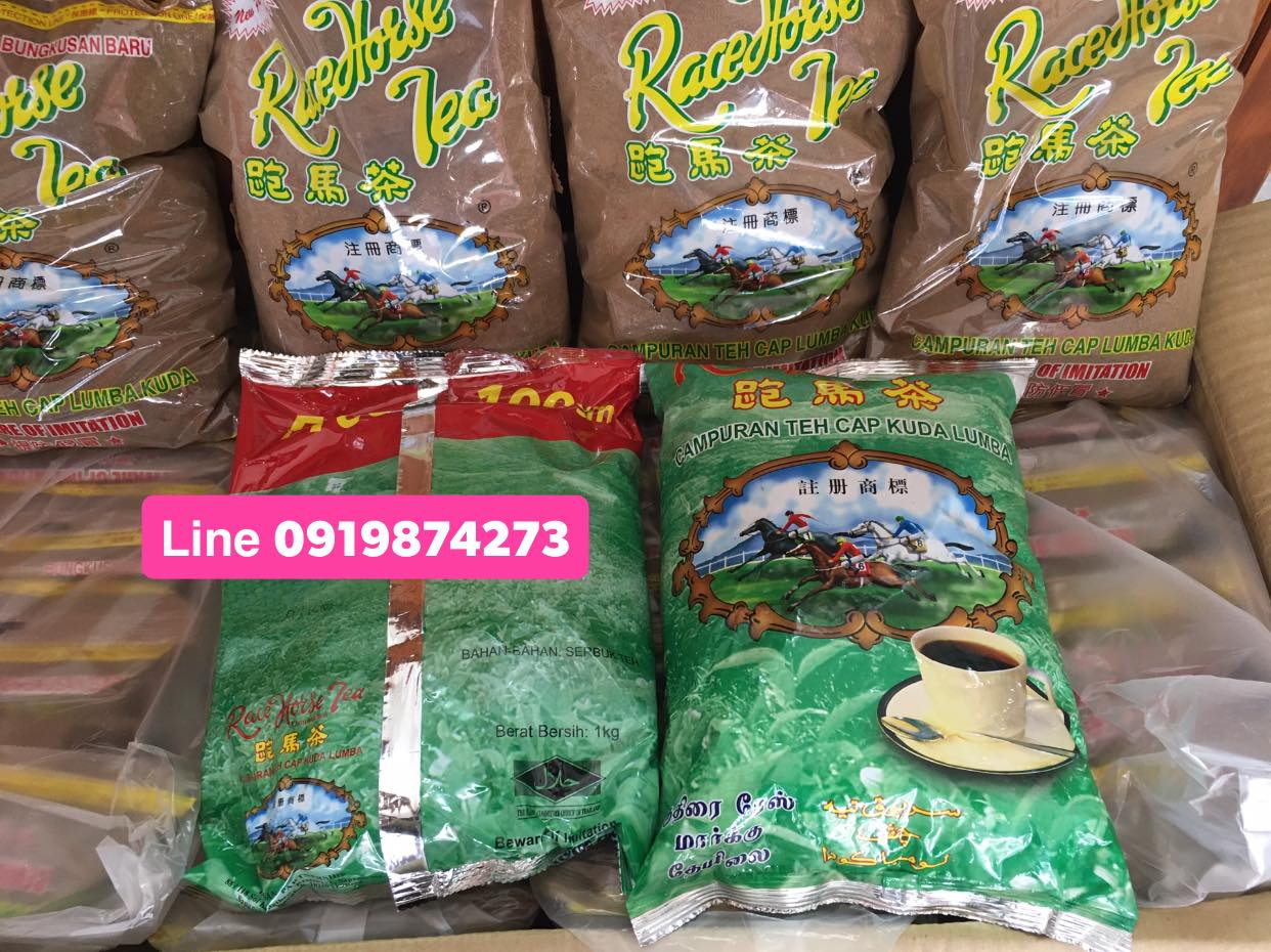ผงชาม้าเขียว Race horse Tea [Campuran Teh cap kuda lumba ] ให้สีเข้มกว่า หอมกลิ่นชา สีส้มเข้มอมน้ำตาล