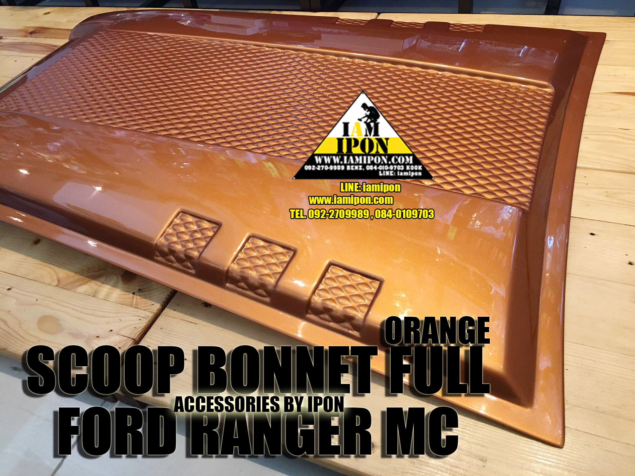 SCOOP BONNET FULL FORD RANGER MC 2015 ORANGE สกู๊ปหลอกสีส้มแบบเต็มฟอร์ดเอ็มซี 2015