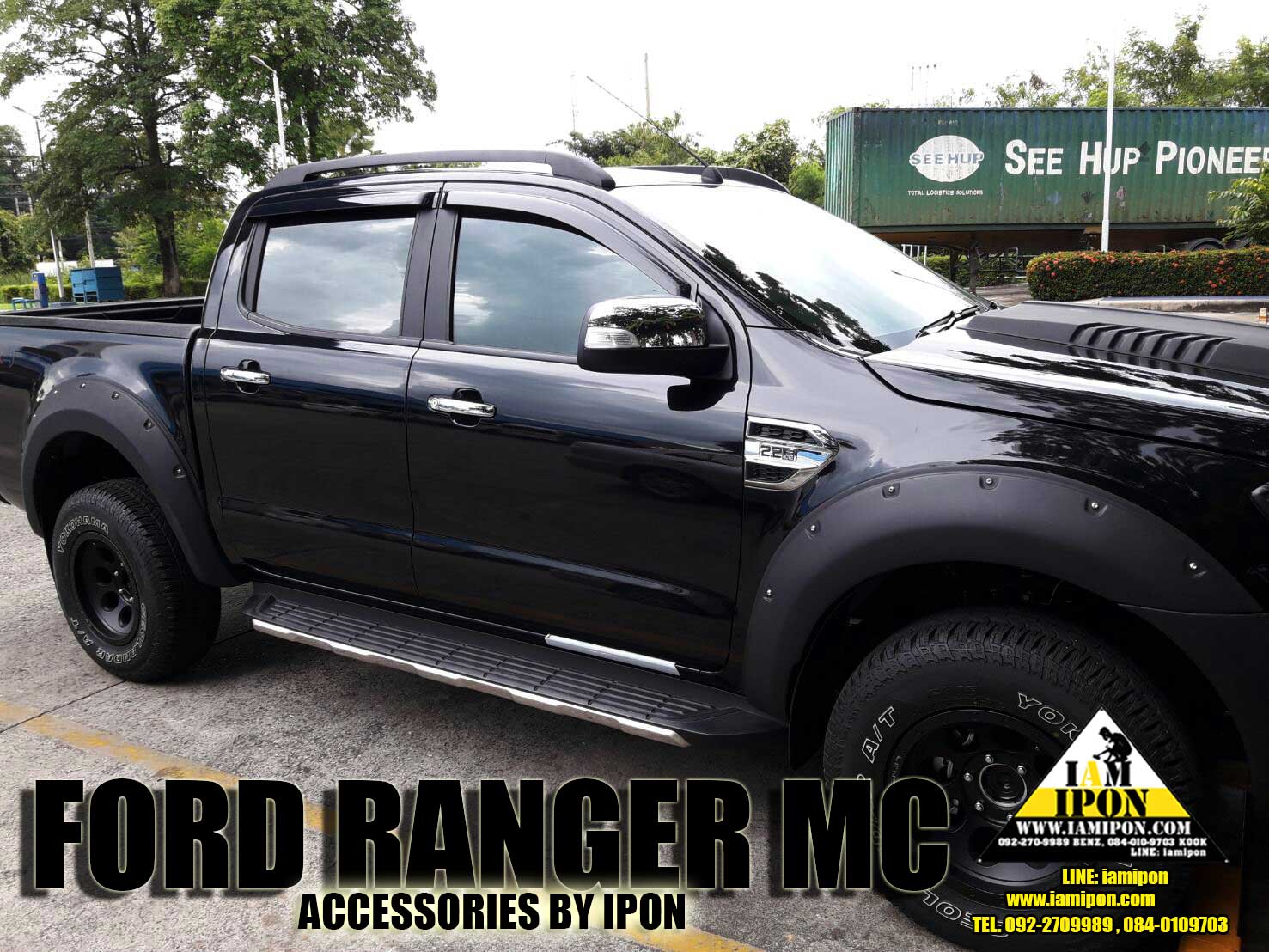 ROOF BAR FORD RANGER T6-MC 4D FLATBLACK ราวหลังคาดำด้านแบบกาวฟอร์ดเรนเจอร์ 4 ประตู T6-MC