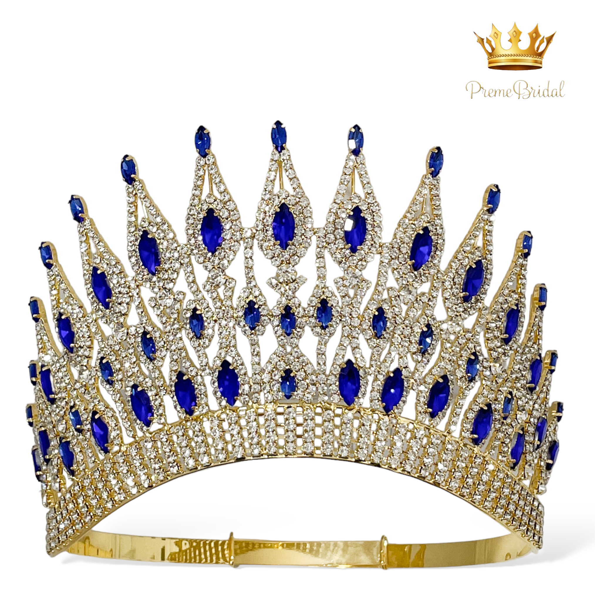 (พร้อมส่งจากไทย) มงกุฏ 119 สีน้ำเงิน งานสวย งานนางงาม รุ่นฐานกลม ปรับขนาดได้ ส่งด่วน ส่งจากไทย