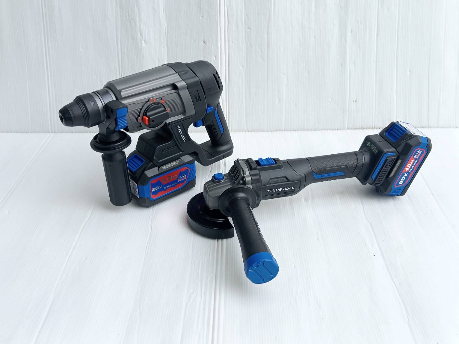 TEXUS BULL รุ่น TX-8222 ชุดสว่านโรตารี่และเจียรมือไร้สาย20V.พร้อมแบตเตอรี่ x6.0Ah 2 ก้อน