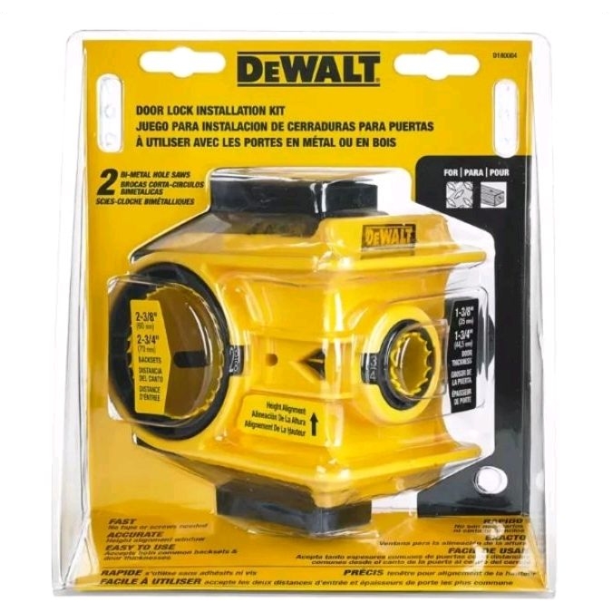 DEWALT ชุดเจอะไม้ โฮลซอ พร้อมดอกเจาะ Door Lock Installation Kit รุ่น D180004