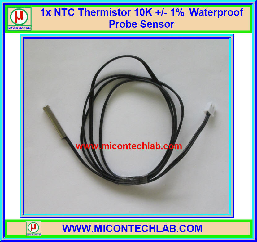 1x เซ็นเซอร์วัดอุณหภูมิ NTC Thermistor 10K +/- 1% สายยาว 50 ซม.
