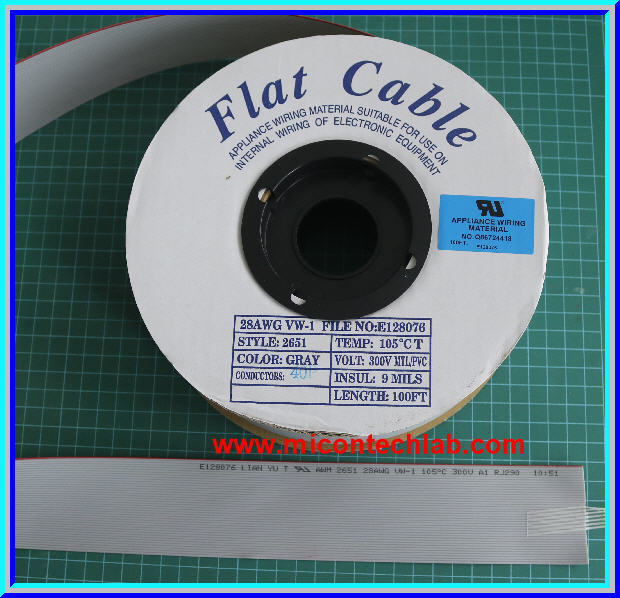 1x สายแพ 28AWG แบบ 40 เส้น พิชท์ 1.27 มม. สีเทา ยาว 1 ฟุต