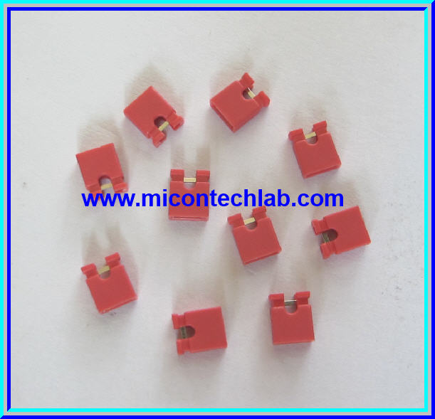 10x Mini Jumper 2 Pins Female Pitch 2.54mm Red Color