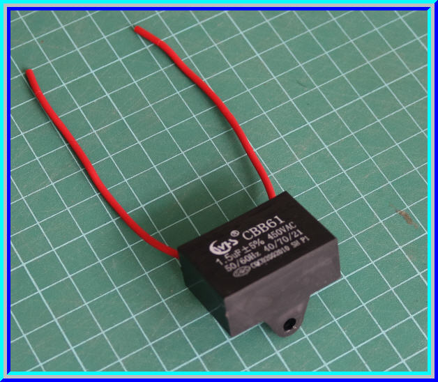 1x คาปาซิเตอร์ 1.5 uF 450VAC สตาร์ทมอเตอร์พัดลม