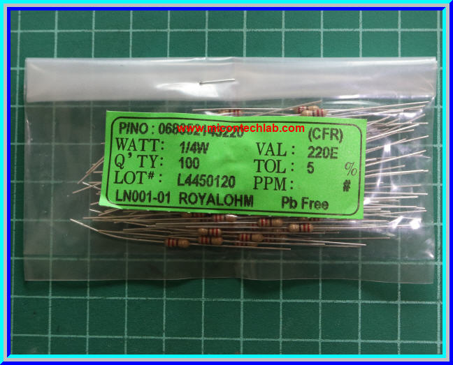 100x Resistor 220 Ohm 1/4 Watt 5% Cabon Resistor