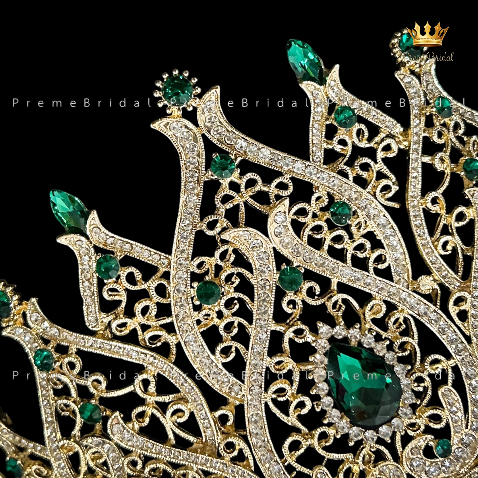 (พร้อมส่งจากไทย) มงกุฏ 115 สีเขียว-ทอง มงกุฎนางงาม มงกุฎเพชร มงกุฎประกวด สวยงามอลังการ ฐานมงวงกลมปรับได้ สินค้าพร้อมส่ง ไม่ต้องรอนาน งานพรีเมี่ยม