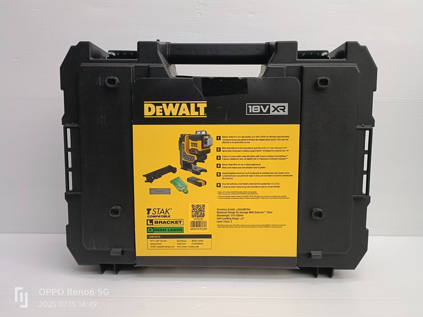 DEWALT รุ่น DCLE34035B-XJ เลเซอร์วัดระดับแบบ 3 เส้น 360 องศา 20V รุ่นรีโมทคอนโทรล