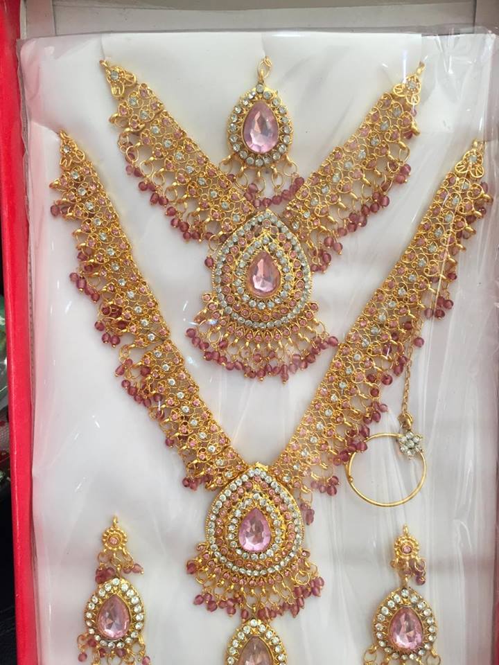 (พร้อมส่ง) เครื่องประดับอินเดีย 012 สีชมพูอ่อน