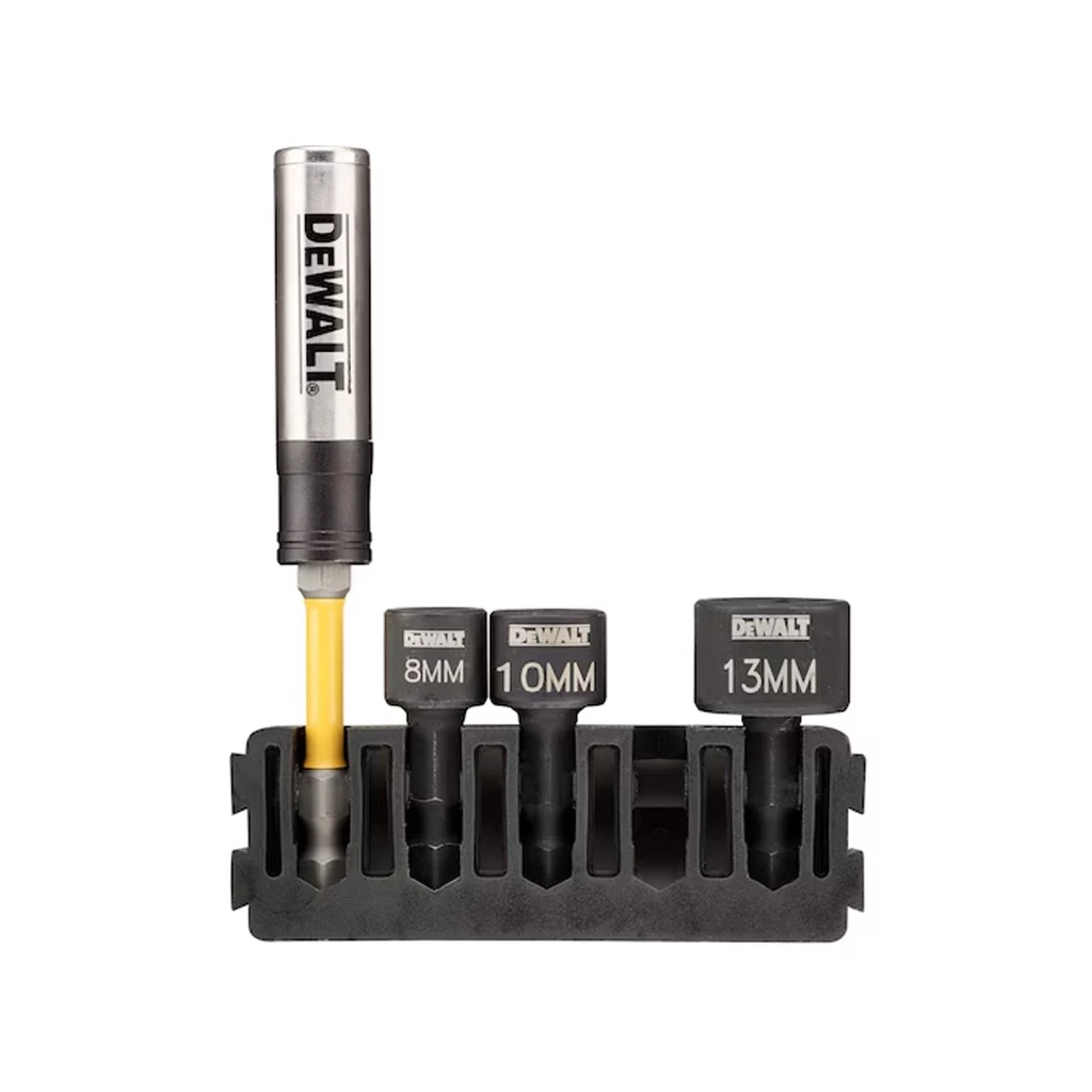 ชุดก้านต่อหัวบล็อก+ช่องเก็บดอก DT70826-QZ DEWALT ลูกบล็อกเบอร์ 8,10,13+ด้ามต่อแม่เหล็ก